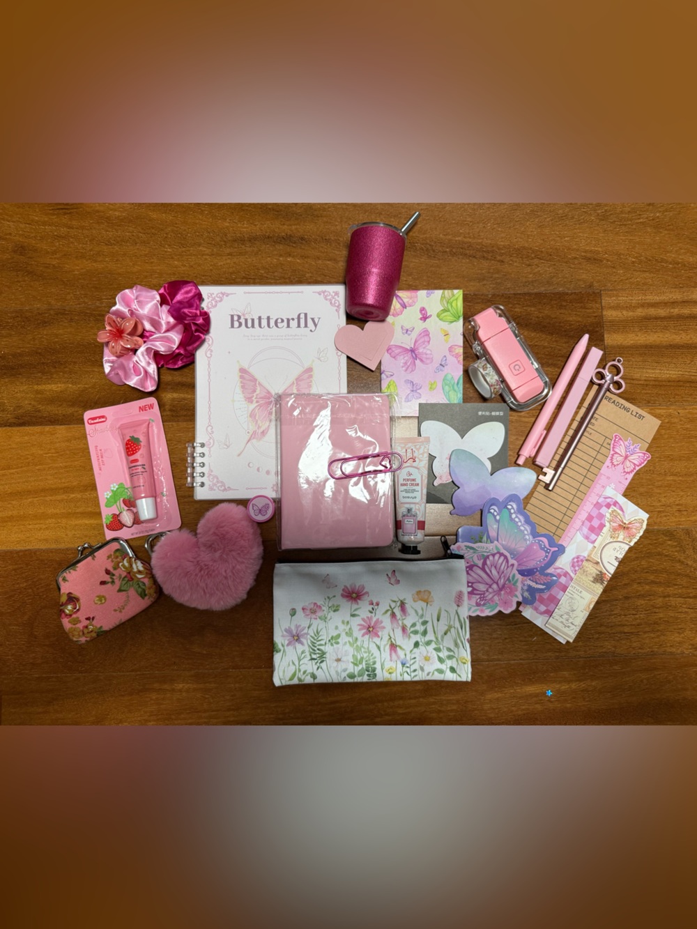 Gorgeous Pink Butterfly Stationery Bundle - Pastel Pink Accessories